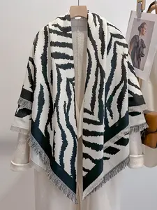 Women's Elegant Zebra Print Scarf, Casual Fitted Shawl for Daily Use, Fashionable Gift Wrap for All Seasons