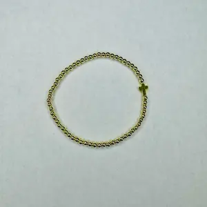 The Blessing Bracelet This 6.5" stretchy bracelet is a beautiful accessory that can be worn comfortably. The bracelet is made with 4mm gold plated hematite gem stone beads.  In addition to the gem stone beads, the bracelet also features a gold plated hema