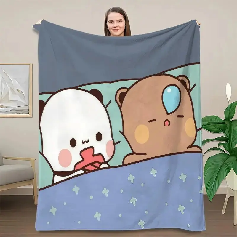 Cartoon Print Bear and Pa Blanket Soft Blanket Cute Bubu Dudu Series Kids Warm Flannel Soft Comfortable Home Bed Multiple options