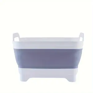 Foldable Household Sink with Drain Holes Multi-Functional Kitchen Storage Basket with Handle Portable Square Modern Design Picnic Organizer Essential for Washing Cups Small Objects Perfect for Home Users Outdoor Enthusiasts Catering Events