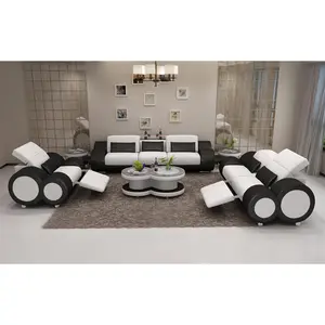 Aetius Modern Leather Sofa Set with Footrest