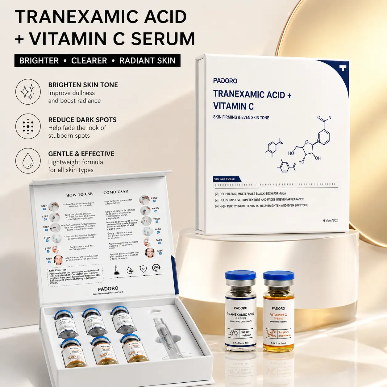 PADORO TRANEXAMIC ACID + VITAMIN C Hybrid Essence Serum, an affordable and effective entry-level product, focuses on brightening and basic repair, easily fits into your daily skincare routine.