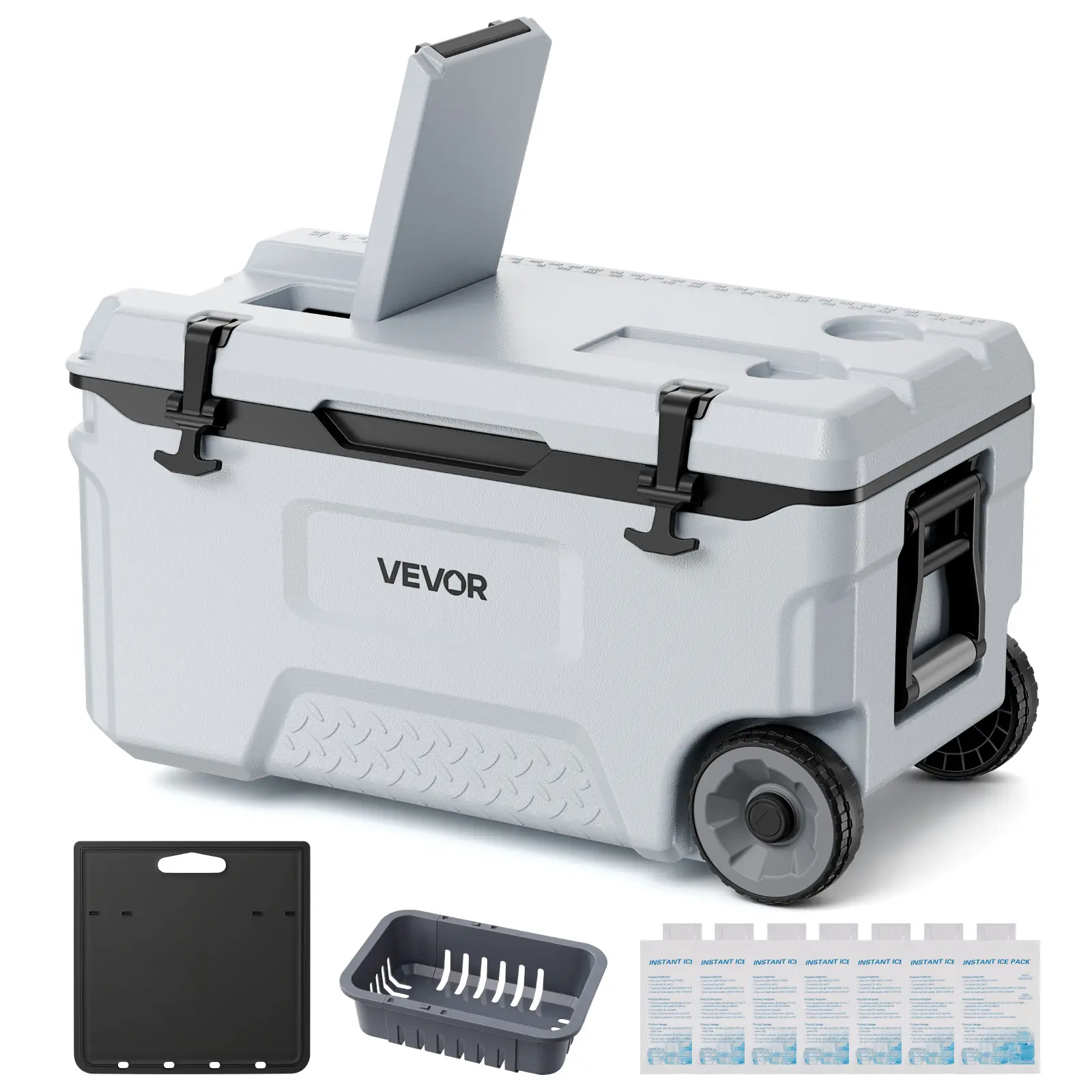 【SummerFinds】VEVOR 52QT Hard Cooler - Large Capacity, Portable Insulated Rolling Cooler with Wheels, Leak-Resistant, 48-Hour Ice Retention, Ultra-Light Rugged Outdoor Cooler for Camping, Picnics, Large Capacity Coolers, Outdoor Sports Coolers