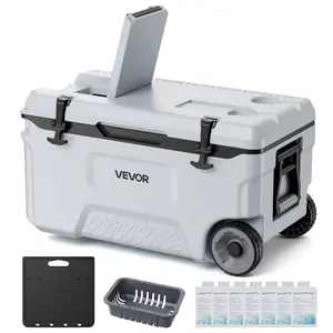 【SummerFinds】VEVOR 52QT Hard Cooler - Large Capacity, Portable Insulated Rolling Cooler with Wheels, Leak-Resistant, 48-Hour Ice Retention, Ultra-Light Rugged Outdoor Cooler for Camping, Picnics, Large Capacity Coolers, Outdoor Sports Coolers