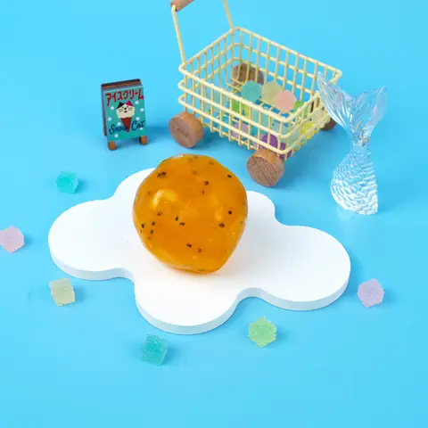 Pawtoto Handmade Rubber Passion Fruit Squishy Toy - Cute Squishies, Soft Sensory Squishies, Fidgets for Anxiety, Oddly Satisfying Desk Buddy, 14+ Years Stress Relief Gift, Fidget Toy
