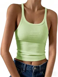 Women's Breathable Cool Vest, Summer Sporty Casual Streetwear, Thin Crop Top, Milk Silk Material, Trendy Outerwear for Ladies, Sports Vests