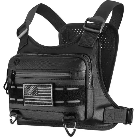 Men's Fanny Packs & Belt Bags - Unisex Lightweight Reflective Waterproof Chest/Hip Mounted Pouch, Men's Accessories with 3 Zip Pockets, 4 Adjustable Straps for Running, Hiking, Exercise, Casual Concealment