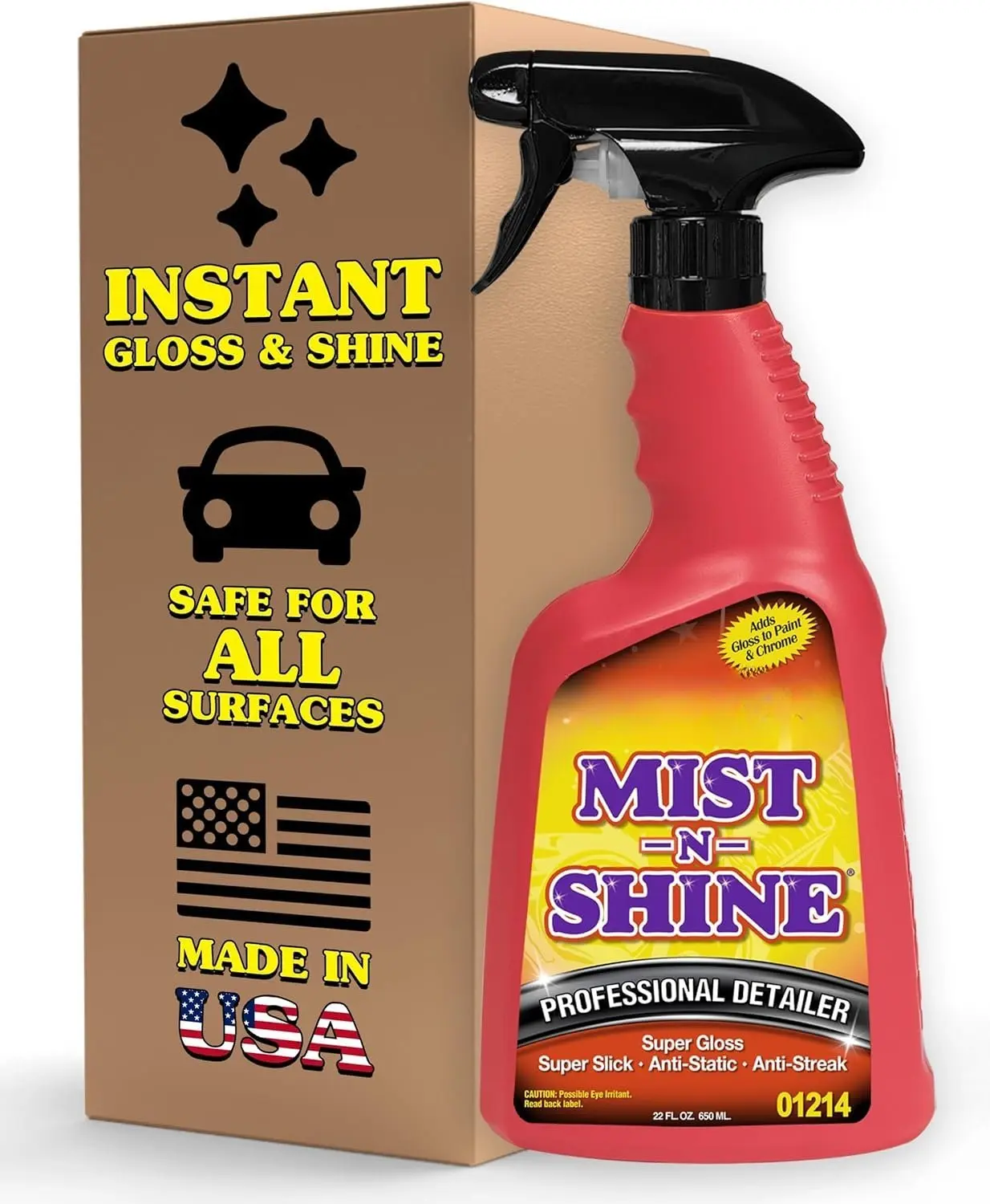 Mist-N-Shine Detail Spray - 22 Oz - Multi-Purpose High Gloss Finish Waterless Quick Detailer Spray for Glass, Chrome,  and Plastics -  Exterior Cleaner for Auto Detailing Supplies
