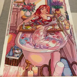 Moments of Tranquility Diamond Painting - Enchanting Mermaid Scene with Candles & Flowers Artwork