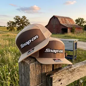 Old School Mechanic Trucker Hat, Black White Khaki Brown 7 Panel Snapback, Mesh Back Breathable Cap, Casual Unisex Style