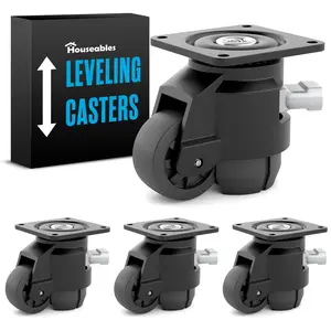 Houseables Leveling Retractable Casters, Height Adjustable Wheels, Heavy Duty, for Workbench, Lift, Table, Machine, Lifting, Furniture, 2200 LB, 4 Pack Set
