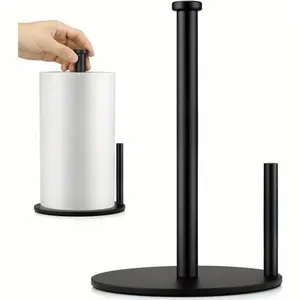 Tissue holder countertop, vertical paper roll holder with anti slip weighted base, stainless steel independent tissue holder