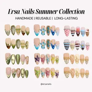 ErsaNails SUMMER Collection – Handmade Press-On Nails 10PCS | Acrylic, Reusable, Salon-Quality, Long-Lasting, Glossy Design