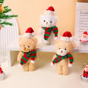 FuRise Christmas Blush Bear Plush Hanging Ornament with Pearl Chain – Cute Plush Keychain, Kawaii Xmas Decoration & Gift