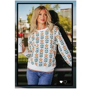 ZESICA Women's Long Sleeve Crewneck Sweater 2025 Fall Printed Cute Oversized Knitted Pullover Tops Trendy Clothes