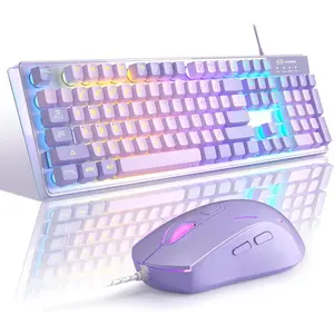 Gaming Keyboard and  Combo, K1 RGB LED Backlit Keyboard with 104 Key Computer PC Gaming Keyboard for PC/Laptop (Purple)