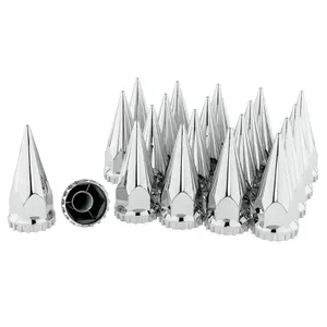 Lug Nut Covers 32mm/33mm Spike Nut Covers ABS Chrome Plastic Anti-Rust Thread-on Pointed Nut Cover Caps for Semi Truck