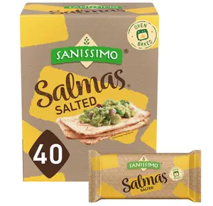 Sanissimo Salmas Salted, 40 Packs of 3 Crackers, Oven Baked Corn Crackers, Gluten Free, Non GMO, Kosher Certified