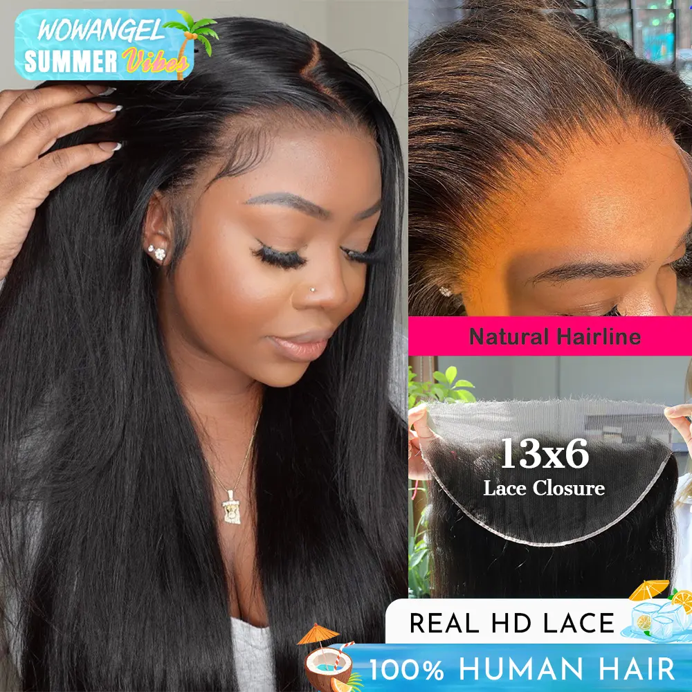 WOWANGEL 13x6 0.1mm SKINLIKE Real HD Lace Frontal Only, Natural Hairline With Bigger Pre Plucked Area, Bleached Knots, Invisible Clear Straight Real Human Hair 14 Inch  #SummerVibes