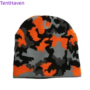 2026 hot selling camouflage jacquard knitted hat autumn and winter hat versatile dome warm outdoor pullover hat trendy cold hat