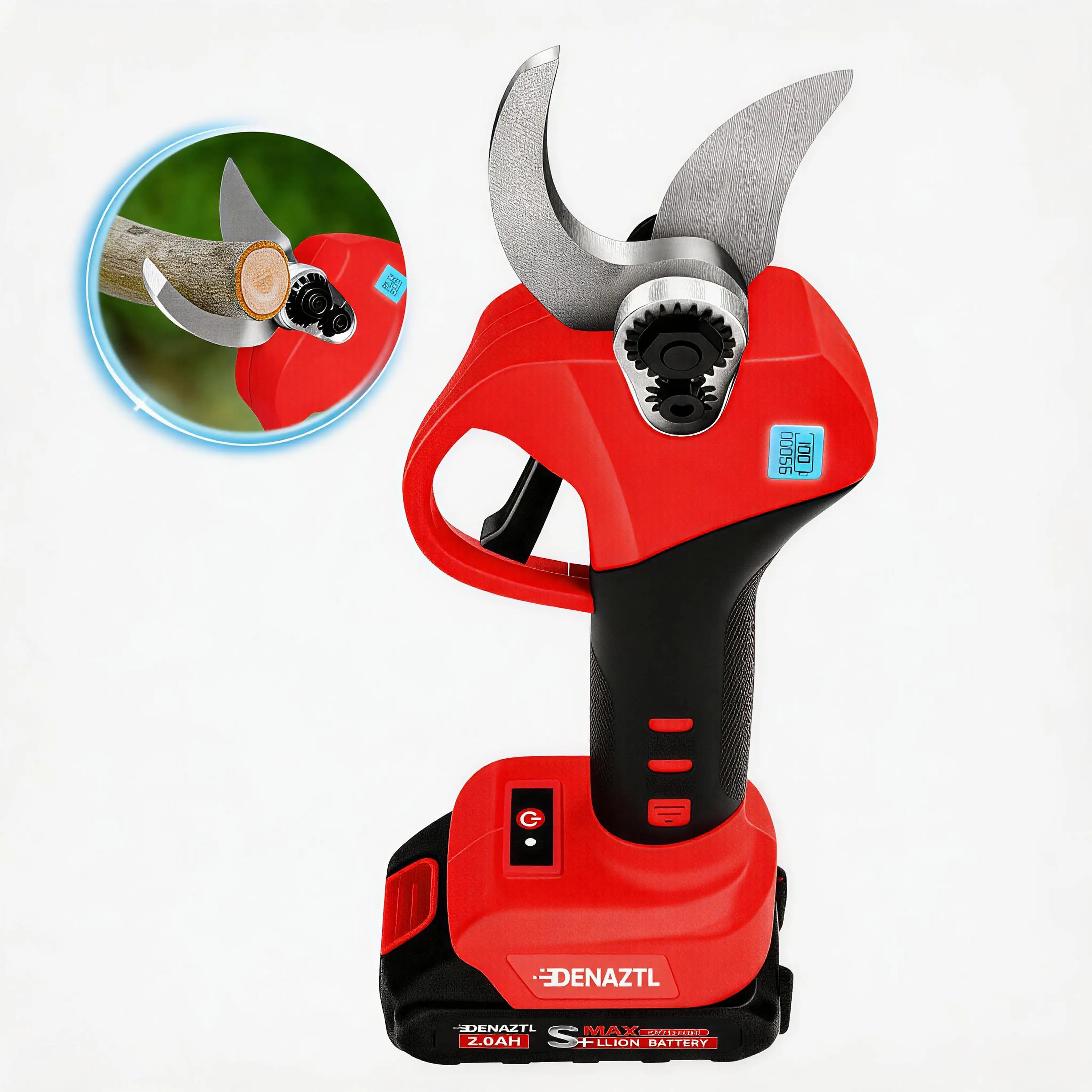 21V Brushless Motor Cordless Electric Pruning Shears, Pruners for Gardening, Tree Trimmer Cordless, 1.35-in Cutting Capacity, LCD Display, 4000mAh Batteries, SK7 Carbon Steel Blade for Clean Cuts