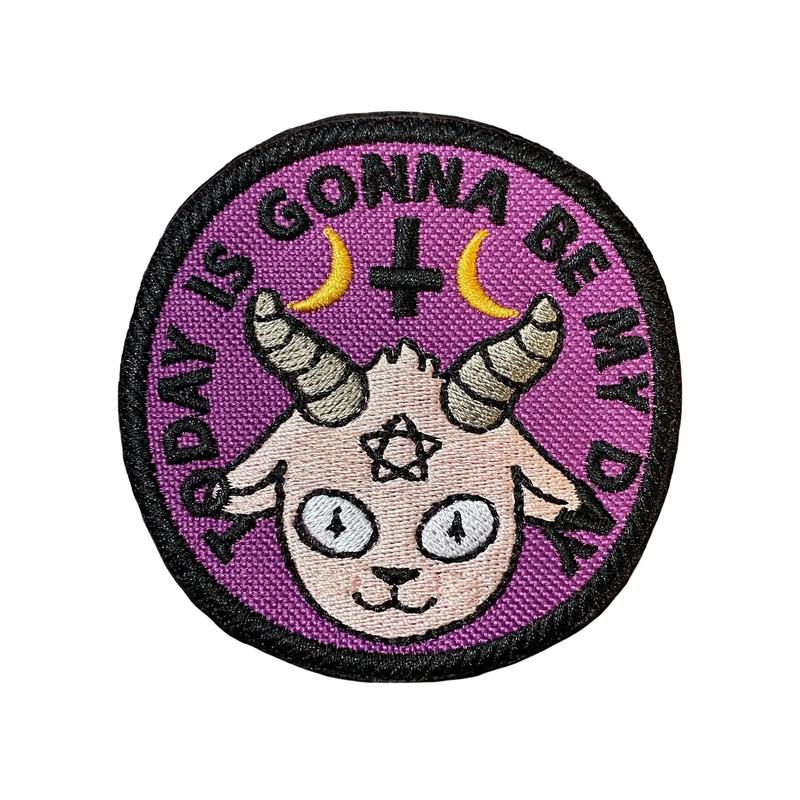 Today's the Day Baphomet Symbol Patch Divine Being Esoteric Emblem Pagan Gnostic Goat Symbol Iron-On Sew-On Patch for Jackets Bags Hats 3" 4" Sizes