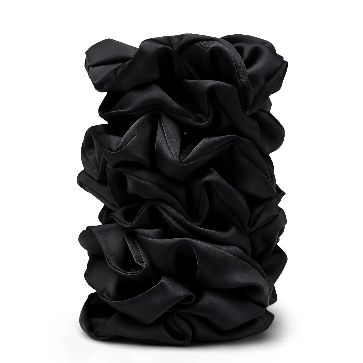 8 Pack Large Satin Scrunchies for Women – Oversized Soft Silk Hair Ties for Thick, Curly & Fine Hair, No Crease No Damage Elastic Ponytail Holders, Frizz-Free Black Hair Accessories for Sleep, Work & Everyday Styling