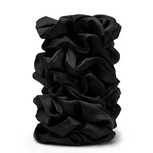 8 Pack Large Satin Scrunchies for Women – Oversized Soft Silk Hair Ties for Thick, Curly & Fine Hair, No Crease No Damage Elastic Ponytail Holders, Frizz-Free Black Hair Accessories for Sleep, Work & Everyday Styling
