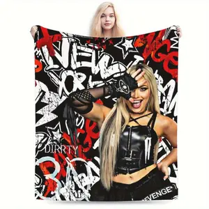 Liv for MORGAN Inspired Wrestling-Themed Blanket - Super Soft 280gsm Flannel with MORGAN Jane Logo & Female Wrestler Graphics, All-Season Bed, Couch, Travel Throw - Perfect Gift for Fans, &,Unique Gift for Fans,Christmas Gift
