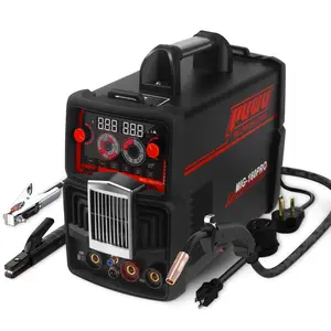 【fathersdaygift】Puwu 160A multiprocess Gasless MIG Welder,110V/220V Dual Voltage Flux Cored/MIG/Lift TIG/Stick ARC Welder 4 in 1 Welding Machine with IGBT Inverter LED Digital Display