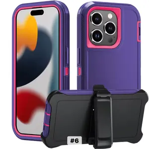 For iPhone 16 Purple Phone Case Heavy Duty Shockproof Rugged Defender Cover Phone Accessories Handheld Smartphone Protection