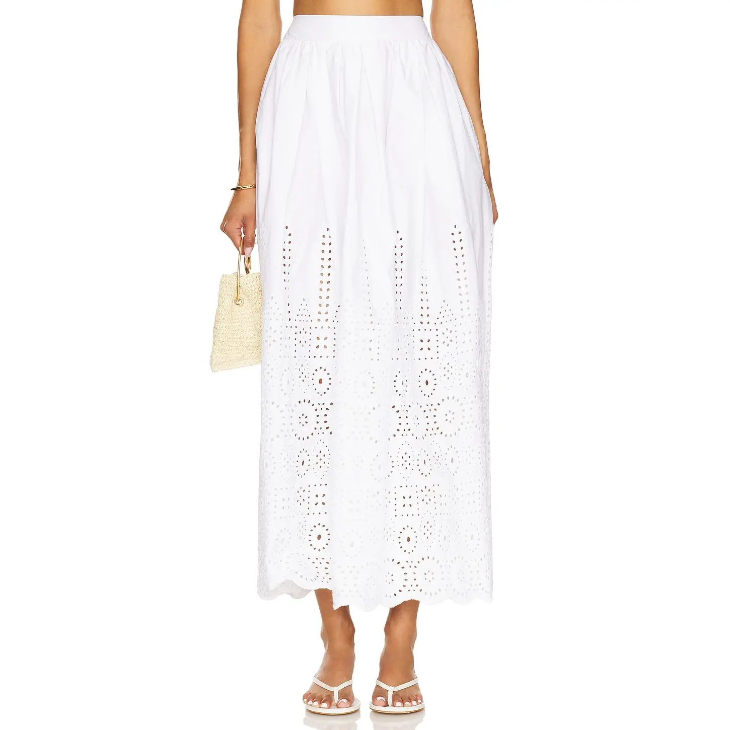 Susana Monaco Embroidered Poplin Maxi Skirt in Sugar