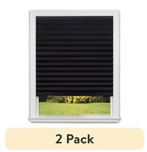 No Tools Original Blackout Pleated Paper Shade Black, 36 in x 72 in, Original Design, No Tools Included