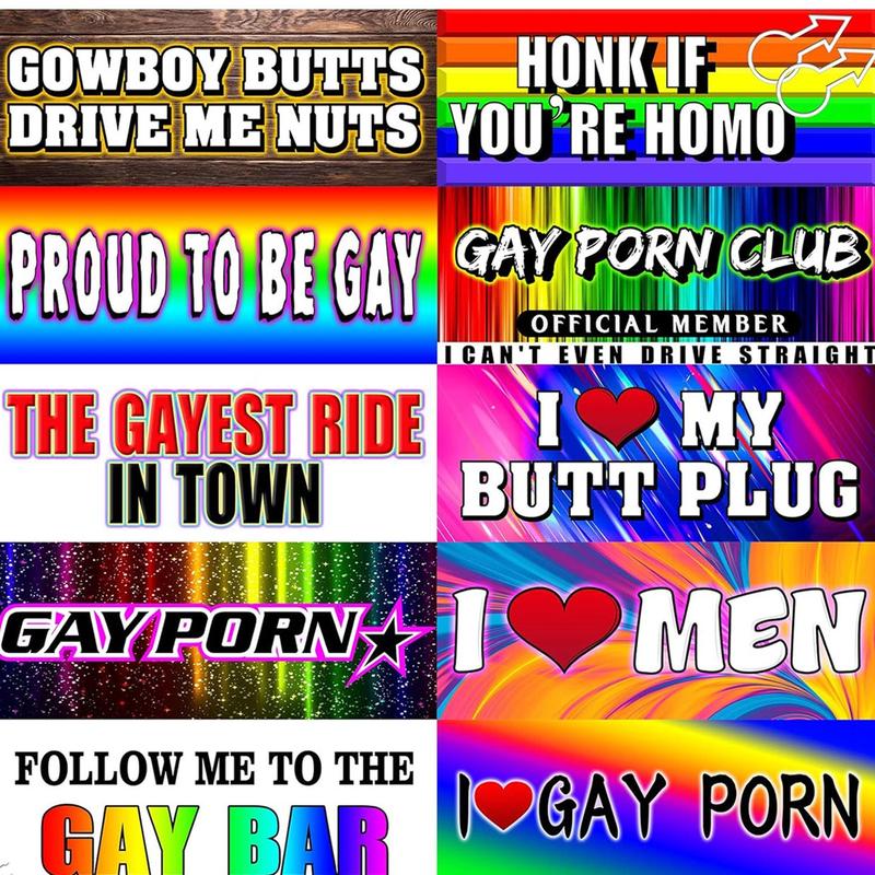 10Pcs Funny LGBT Magnetic Car Stickers Set Rainbow Pride Bumper Decals for Car Truck Laptop Luggage Window Waterproof Colorful Vinyl Car Accessories Unique Prank Stickers