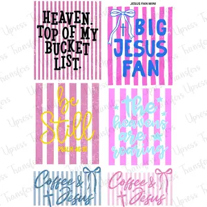 Jesus Fan Mini DTF Transfer Gang Sheet 24.5" wide x 36" long. Direct To Film Mini Gang Sheet