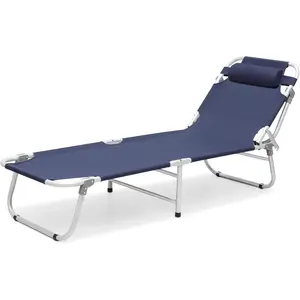 Ultralight Folding Camping Backpacking Cot for Adult with Pillow and Carry Bag, Lightweight Portable Compact Foldable Sleeping Cot Bed for Travel Home Office, 330 lbs Navy Blue
