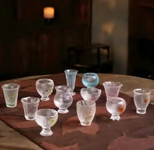 [12FlowerSpirits] Colored Glaze Cup Saucer Set,Handmade Eachfor Monthly Flower,Chinese Aesthetic TeaTable Accessory,HomeDecoration & Practical Ornament,12-Piece Gift Box,For Holidays & Eastern Culture Enthusiasts Ceramic Tea Cup
