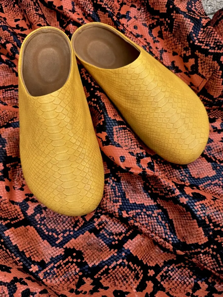 Yellow Snakeskin Mules (Footwear)