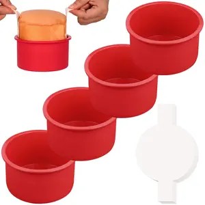 4 Inch Cake Pan, 4 Pack Silicone Cake Molds with 100 Pieces Parchment Paper, Nonstick Round Cake Pan for Smash Cakes, Layer Cakes, Cheese Caks, Chocolate Cakes