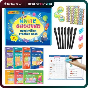 [DealsForYouDays]2026 New Magic Grooved Writing Practice Books,Reusable paper Handwriting Workbooks,LumiKidz Large Copybooks,Box Pack For Kids Ages 3-8,Second Grade Educational Learning Tools,Kindergarten Prep,Spiral Notebook Pen Set,Back-to-school Season