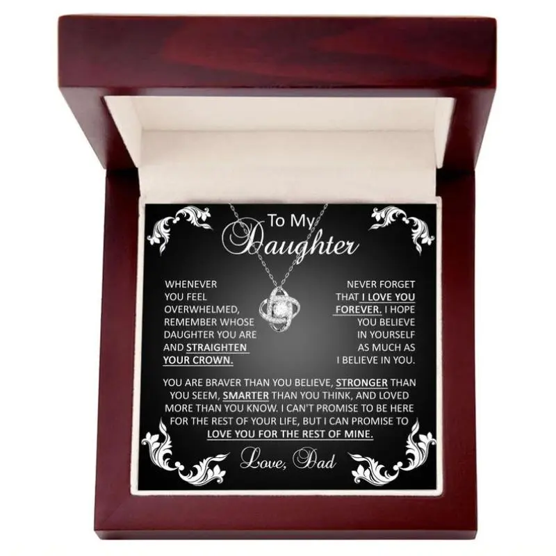To My Daughter Necklace Gift From Dad, Daughter Gift, Inspirational Strength Gift, Daughter Necklace, Love Knot, Father Daughter Necklace
