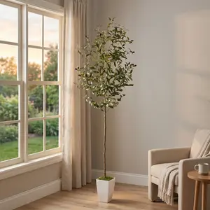 1 Pc Artificial Olive Tree | Mediterranean Elegant Style | Lifelike Silk Leaves, No Maintenance | for Indoor Home Decor, Office & Shop Landscaping
