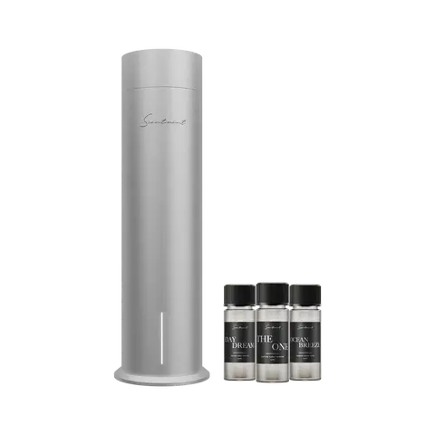 Scentiment Diffuser Tall Air 2 - Discovery Kit with Sampler Oils: Cold-Air Diffusion Technology with Wi-Fi & Touch Controls, Rechargeable Battery, Covers 1000 Sqft; Includes Top 3 Luxury Hotel-Inspired Fragrance Oils (20ml)