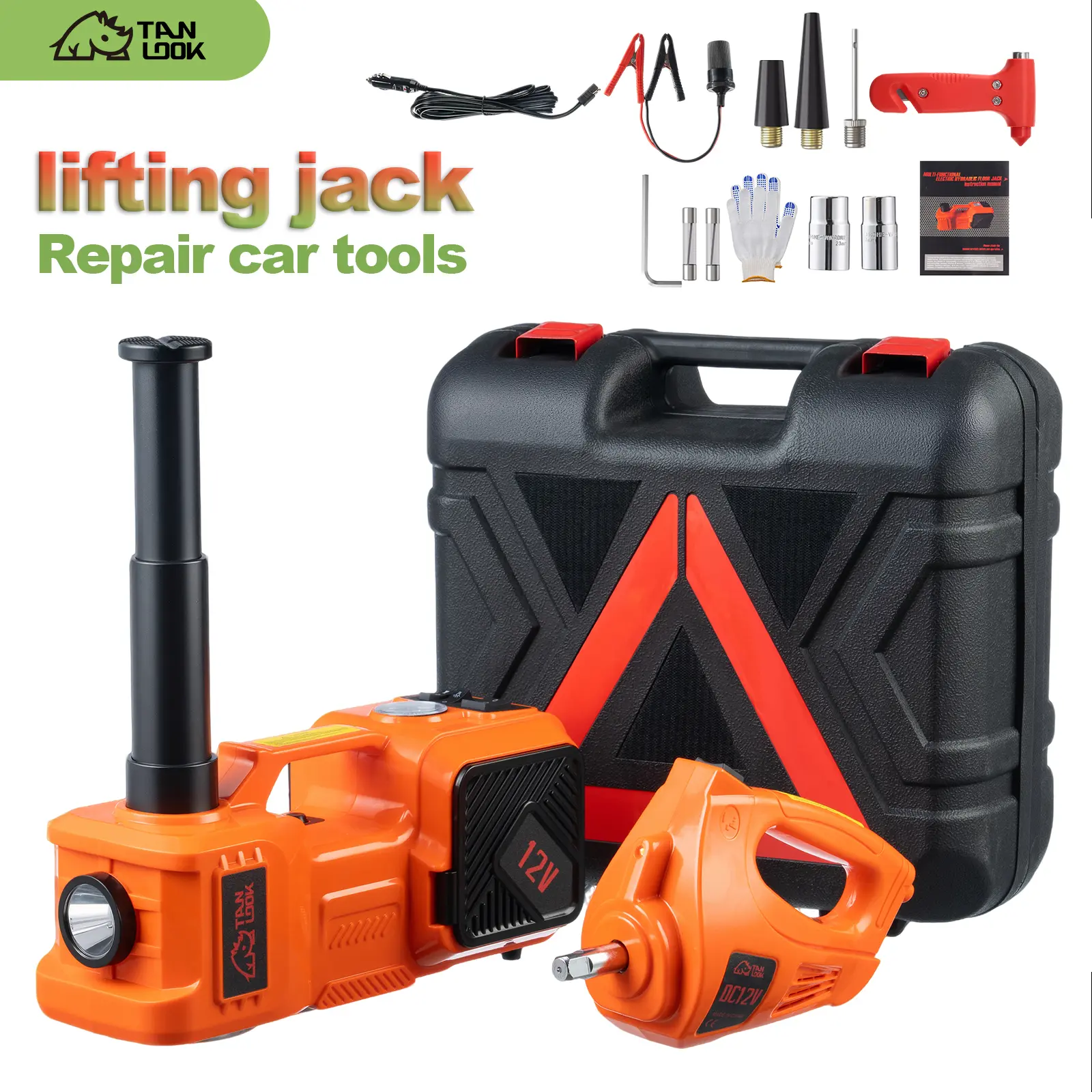TANLOOK Heavy Duty 5T Vehicle-Mounted Electric Jack, Electric Wrench, Air Pump - Multifunctional Tire-Changing Tool for Home, Travel