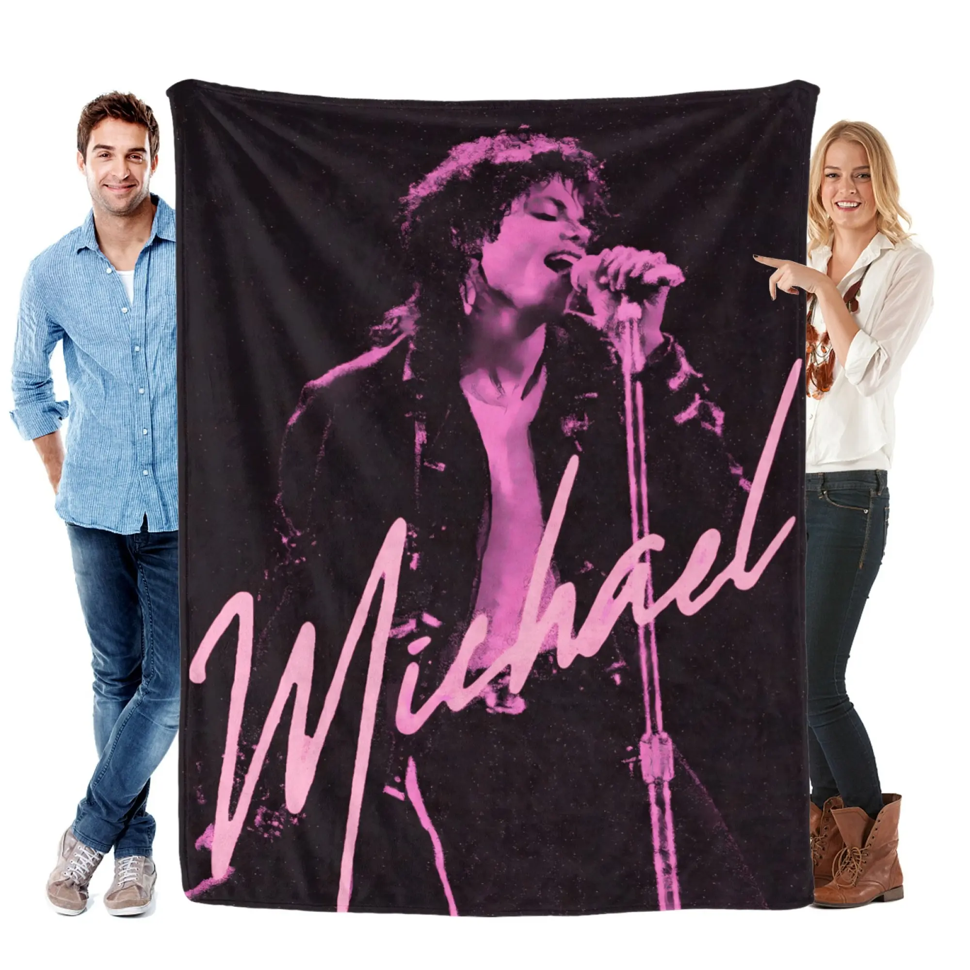 Pop Music Legend Inspired Fleece Throw Blanket, Iconic Singer Stage Performance Design, Retro Concert Style Soft Blanket for Bedroom Sofa Room Decor, Cozy Warm Gift for Music Fans, Collectors, Teens and Adults