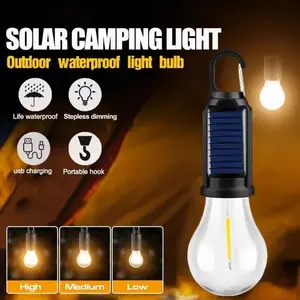 Vintage Tungsten Bulb Lamp, USB Rechargeable Outdoor Camping Light, Adjustable Modes, Portable Warm Light Hanging Emergency Lamp