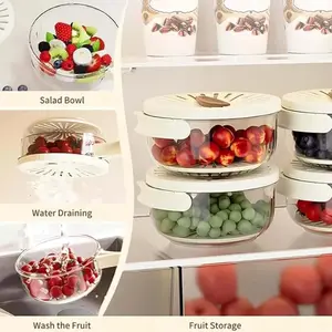 Double-Layer Drain Basket, Foldable Handle Fruit Drainer, Vegetable Washing Bowl, Multi-Functional Food Filter, Refrigerator Storage Basket