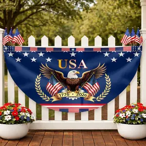250th Anniversary Half Round Fence Flag of the United States Eagle Flag Star 1776–2026 Patriotic Gift, Independence Day Decoration in the United States