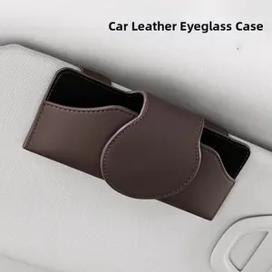 PU Leather Car Glasses Case Anti-Scratch Shock-proof Car Sunglasses Holder Eyeglass Case Stable Sun Visor Storage Box Vehicle