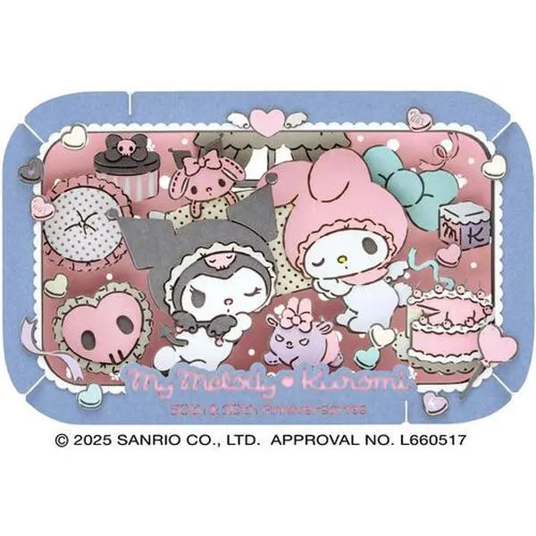 Ensky PT-L95 Sanrio My Melody & Kuromi Layering Laser-Cut Precision Paper Theater Craft Puzzle Kit, H3.9” XW6.2” XD1.6” TV/Movie Character Anniversary Collectible Single Set